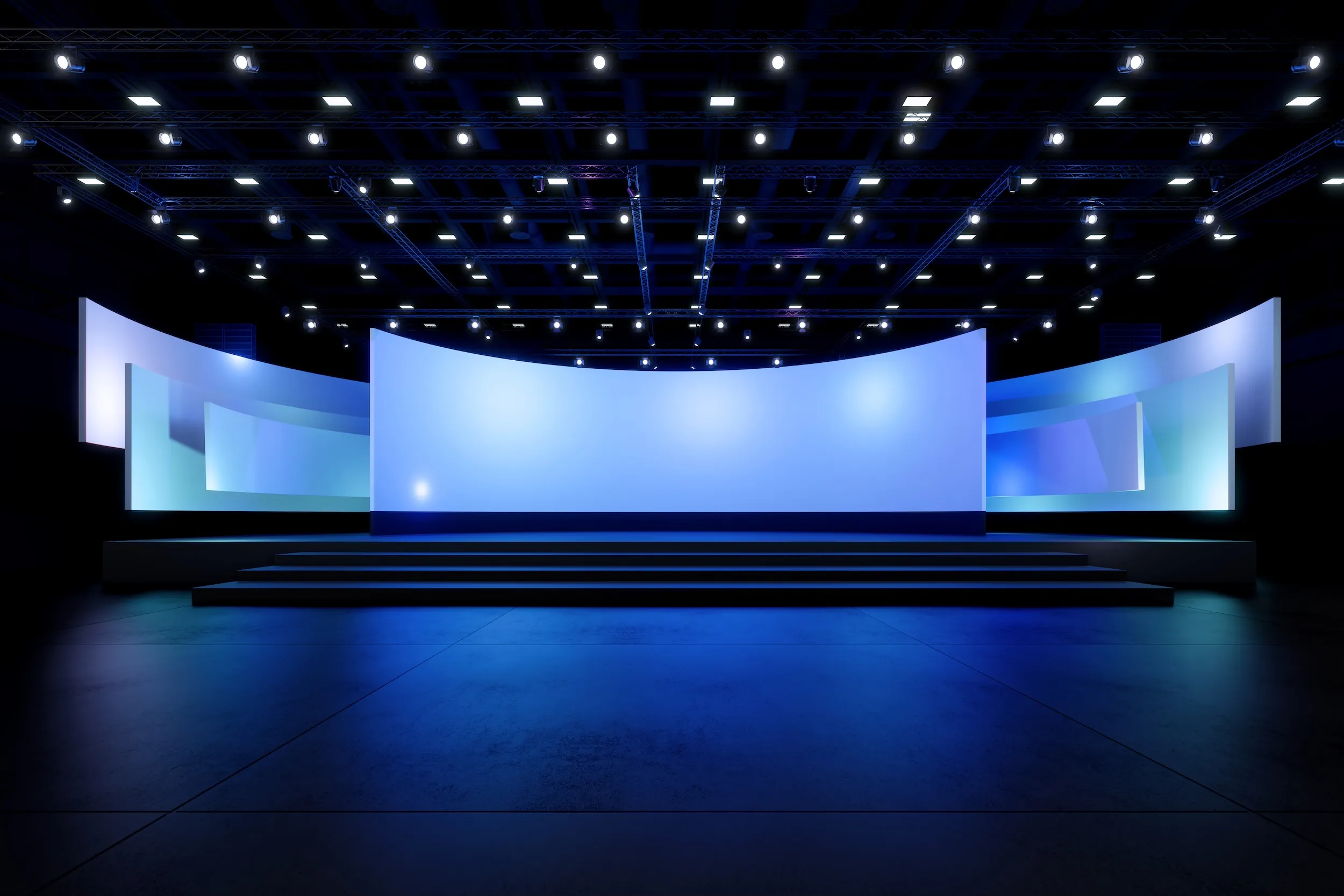 Immersive stage design with advanced lighting and audio-visual technology
