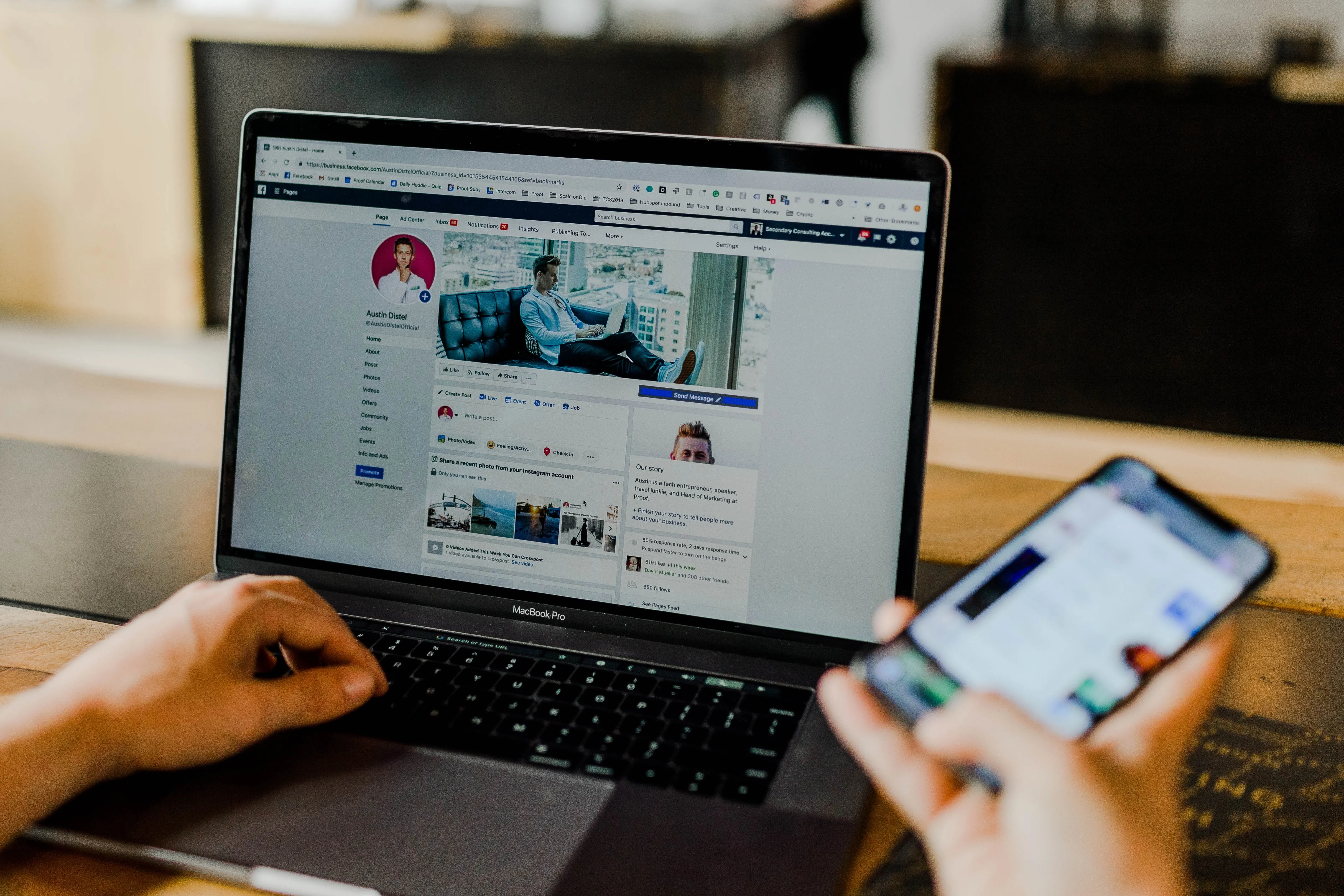 Social media marketing team reviewing content and campaign analytics